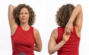 Gomukasana front and back